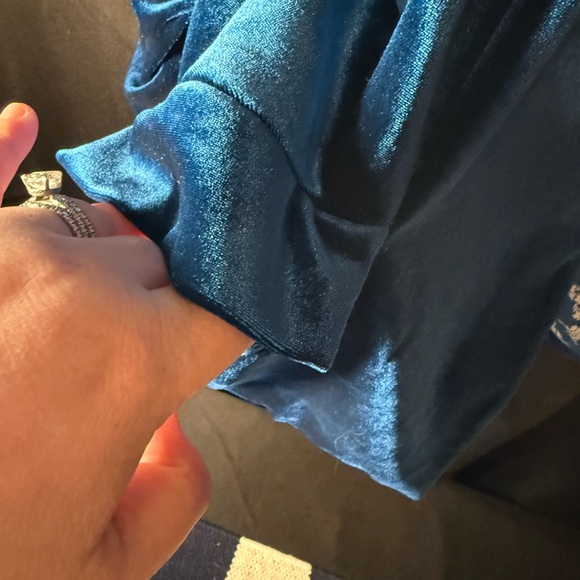 Blue teal Velvet Women's blazer - SO FUN!!! - Picture 6 of 7